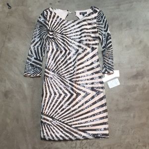 Sequin Hearts Fitted Black And Peach Dress S / 5